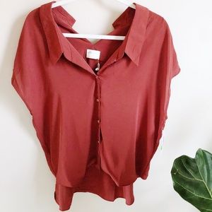 Allie Rose Button Down Collared Blouse NEW